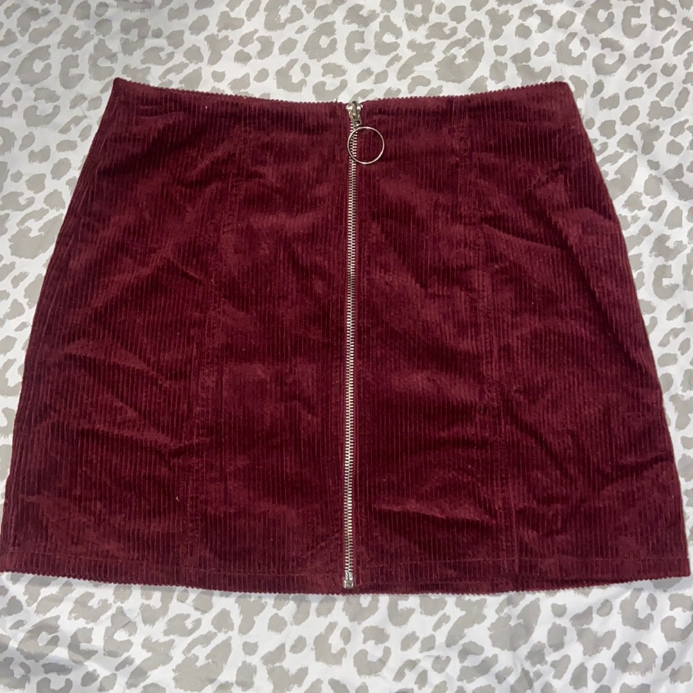 Maroon corduroy mini skirt